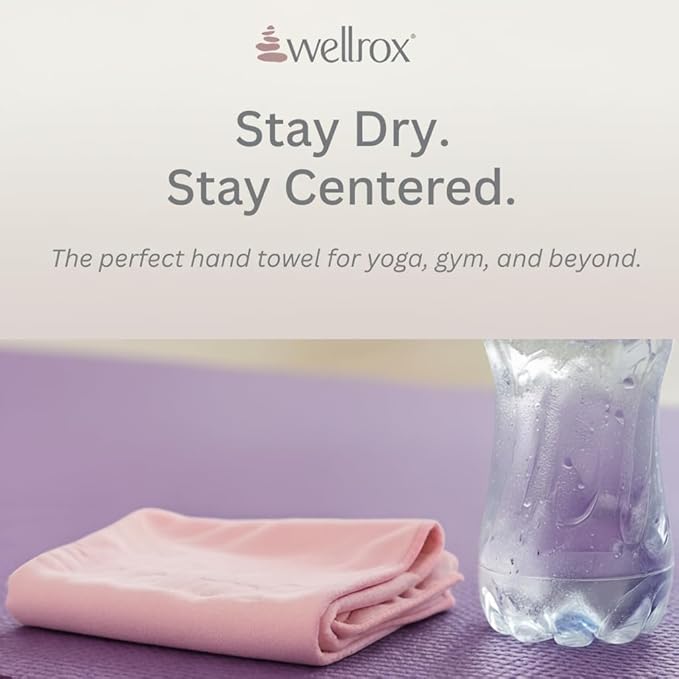 Wellrox Microfiber Hand Towel- Absorbent Sweat Towels, Workout Towels for Women- Yoga Mat Towel for Pilates, Hot Yoga, Gym Workouts (2 Pack, Pink)
