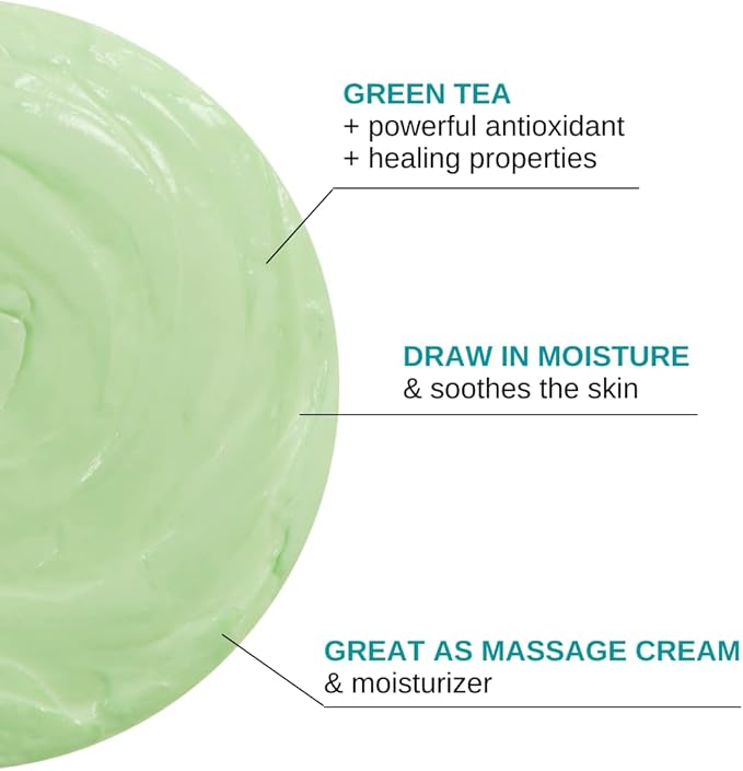 BODIPURE Green Tea Massage Cream - Rich in Antioxidants to Rejuvenate Dry Skin - Spa Quality Massage Lotion - Skin Moisturizing, and Relaxing Sore Muscles, 33.82 Ounce