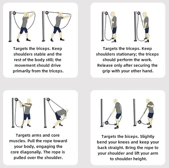 Metal Rope Resistance Trainer, Suspension Climbing Rope Machine for Upper Body Strength & Endurance, Manual Adjustable Pulley Cable System for Home and Gym