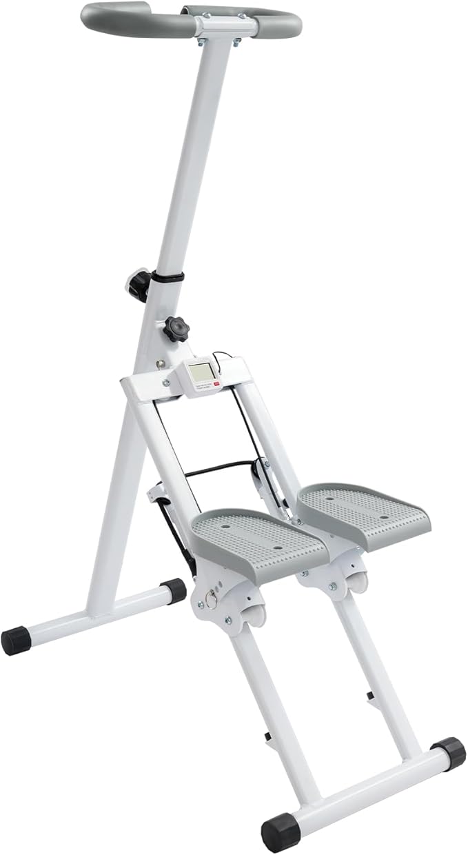 Foldable Stair Stepper Climber with Non-Battery Counter, 1.2mm Carbon Steel Frame, 220LBS Capacity, 3-Level Adjustable Pedals for Home Gym Full Body Workout