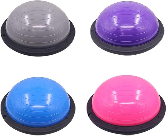 Balance Ball Trainer with Resistance Bands and Foot Pump, Inflatable Yoga Ball for Home Gym Workouts, 23 Inch Exercise Half Ball for Balance Training Core Strength Fitness More, 330lb Cap