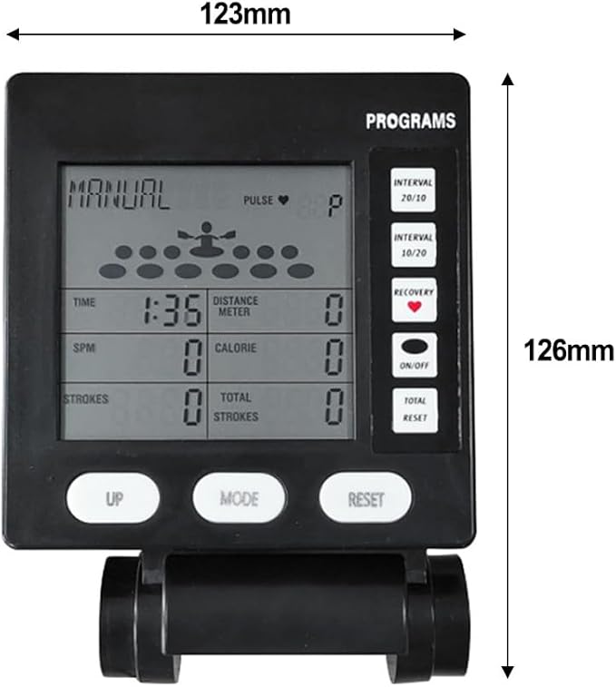 Rowing Machine Counter Monitor, LCD Display Speedometer With Distance Time, Wireless Connection, Gym Fitness Equipment Replacement