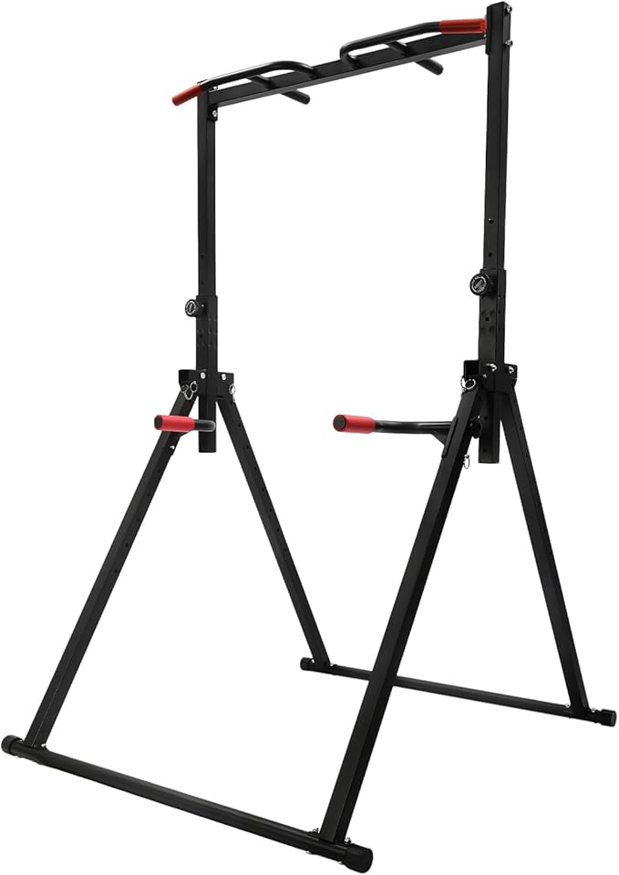 Pull Up Bar, Triangular Dip Bar Station for Home Gym Strength Training Workout Power Tower 440lbs Adjustable Height Pull Up Bar Free Standing for Home Gym Sports Centers Strength Train