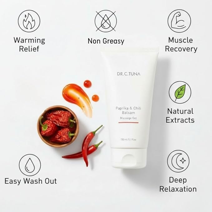 FARMASi Paprika & Chili Balsam, Soothing Warming Massage Gel, Helps Ease Muscle Tension and Supports Relaxation & Recovery, Smooth Non-Greasy Body Balm, 5.1 fl oz