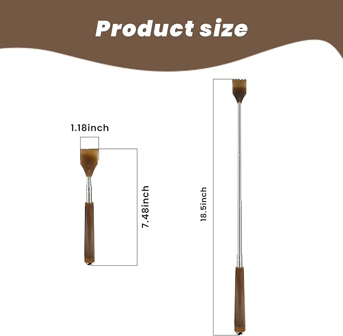 18.5 Inch Extendable Cow Horn Back Scratcher, Portable Natural Horn Telescopic Itch Relief Back Scratcher for Man,Woman and Adults, as a Gift for Parents, Friends and Loved Ones (G-Brown)