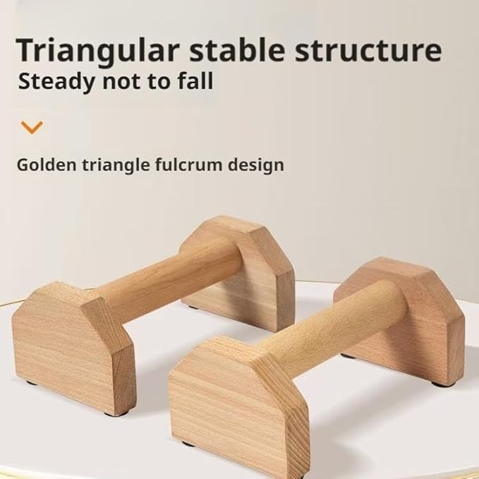 2PCS Wooden Parallettes Push up Bars,Non-Slip Base Exercise Home Workout Equipment,Calisthenics Bar - Handstand Blocks and Pushup Handles for Home Gym, Calisthenics & Strength Training