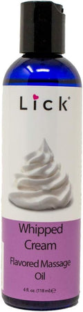 Lick Whipped Cream Flavored Massage Oil – Light Dessert-Inspired Edible Massage Oil, Body-Safe Formula with Vitamin E, Silky Glide for Couples Massage Moments, 4 oz