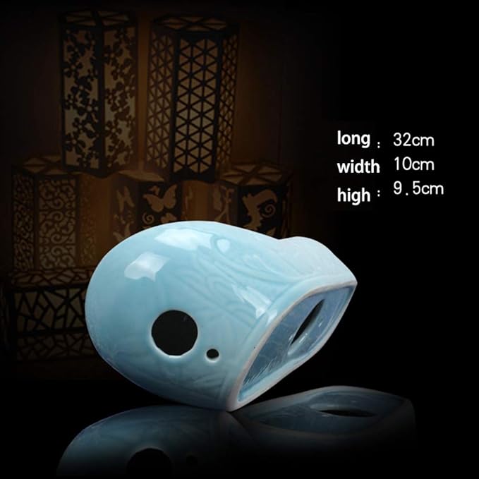Ceramic Pillow Cool Pillow, Ceramic Pillow, Health Pillow, Antique Cervical Vertebra Porcelain Pillow, Used for Side Sleeping Pillow, Comfortable U-Shaped Pillow (Shadow Celadon Pillow)