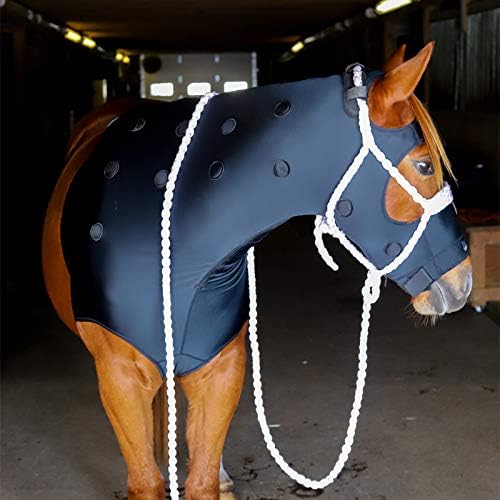 BENEFAB Therapeutic Lycra Horse Hood | Far-Infrared and Magnetic Therapy Keeping Neck & Shoulders Warm Relaxed Reduce Pain Stiffness Better Performance Recovery (Medium)