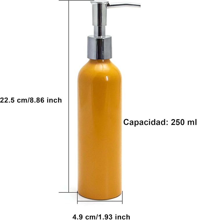 Elitzia Massage Oil Warmer Use Parts Pump Bottle 1 Pack 8.45oz/250ml Aluminium Pump Bottles for Solution Gel Lotion and Cream Use Suitable for ETOH01 ETOH02 ETLB01 ETLB02 ETOH843N ETOH843NB(Orange)