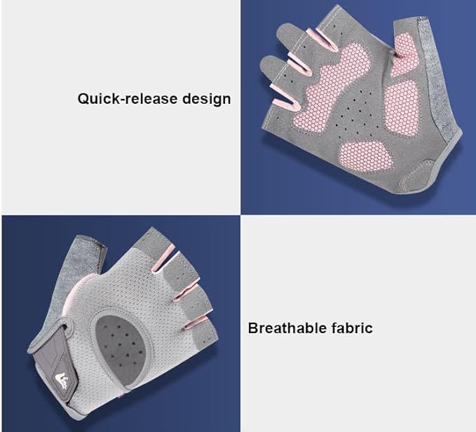 INOGIH Half-Finger Workout Gloves for Men and Women - Anti Slip Exercise Gloves for Weight Lifting, Cycling, Gym, Training
