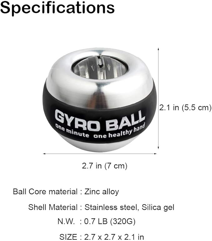 Auto-Start Wrist Power Gyro Ball with LED Lights, Wrist Strengthener and Forearm Exerciser for Stronger Arm Fingers and Muscle