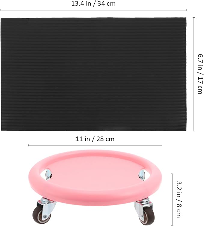 HANABASS Four-Wheel Ab Roller with Knee Mat Multi-Directional Silent Abdominal Exercise Wheel for Home Core Strengthening and Full Body Workout Non-Slip Fitness Sliding Board