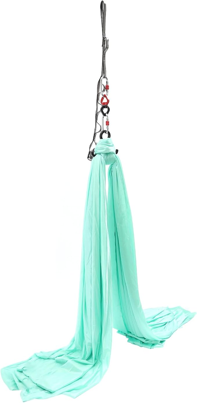6M Aerial Silks Equipment Pilates Hanging Swing Rope Yoga Starter Set for Home Yoga Hammock Practice Kit for Aerial Dance w/360° Swivel Connector, 200kg Capacity