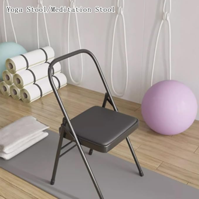 Foldable Yoga Chair for Iyengar & Pilates, Portable Backless Fitness Stool with PU Surface, Ideal for Women's Gifts – Brown Color, Lightweight & Durable Design