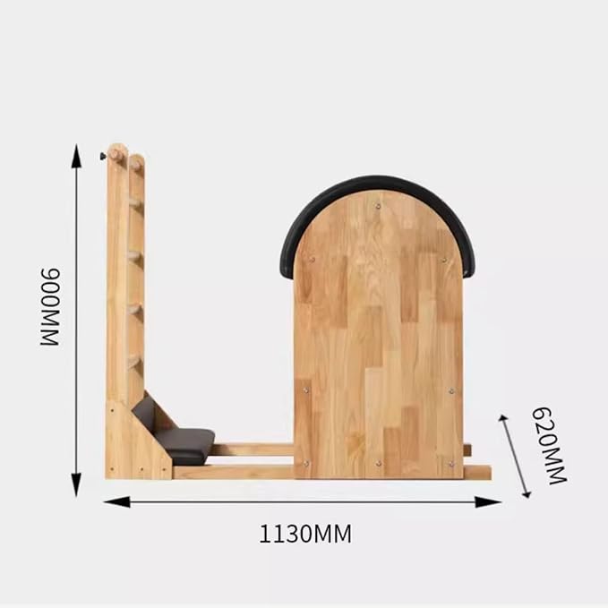 Pilates Large Apparatus Ladder Barrel Wooden Yoga Home Commercial Core Bed Stable Pedal Chair Training Equipment (Color : Black)