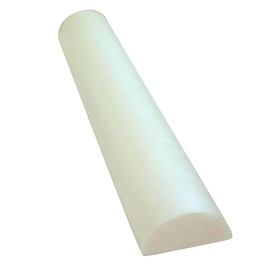 CanDo White PE Foam Rollers for Exercise, Finess, Muscle Restoration, Massage Therapy, Sport Recovery and Physical Therapy for Home, Clinics, Professional Therapy Half-Round 6" x 24"