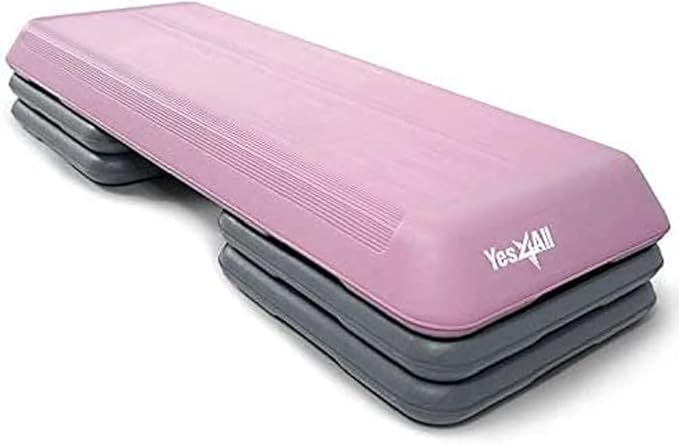 Yes4All Aerobic Exercise Step Platform, Exercise Stepper with Risers for Cardio and Strength Training, Workout Stepper for Home Gym