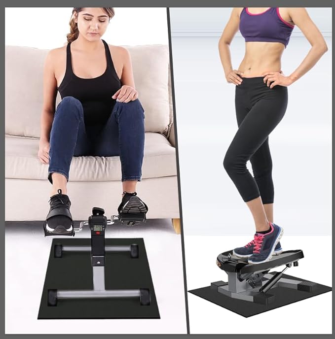 Elliptical Machine Non-Slip Mat, Apply to Under Desk Elliptical Peddler While Sitting, Perfect for Electric Seated Foot Pedal Exerciser, Enhanced Stability & Floor Protection (Black)