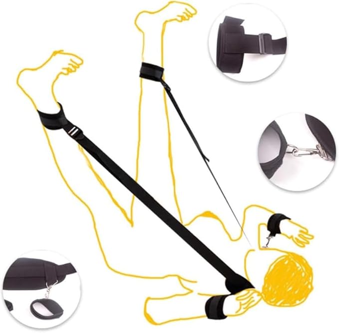 Black Classic Nylon Hand And Leg Training Straps, Soft And Comfortable Yoga Pilates Waist Belt To Help Maintain Posture And Enhance Experience, Couple Gift