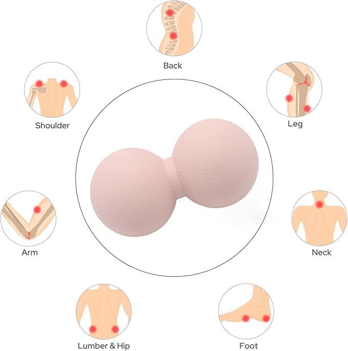 Small Hard Peanut Massage Ball, Double Ball Peanut Roller Mobility Massager Tool for Deep Tissue Massage Physical Therapy Myofascial Release Trigger Point Muscle Relax Pain Relief Acupressure (Pink)