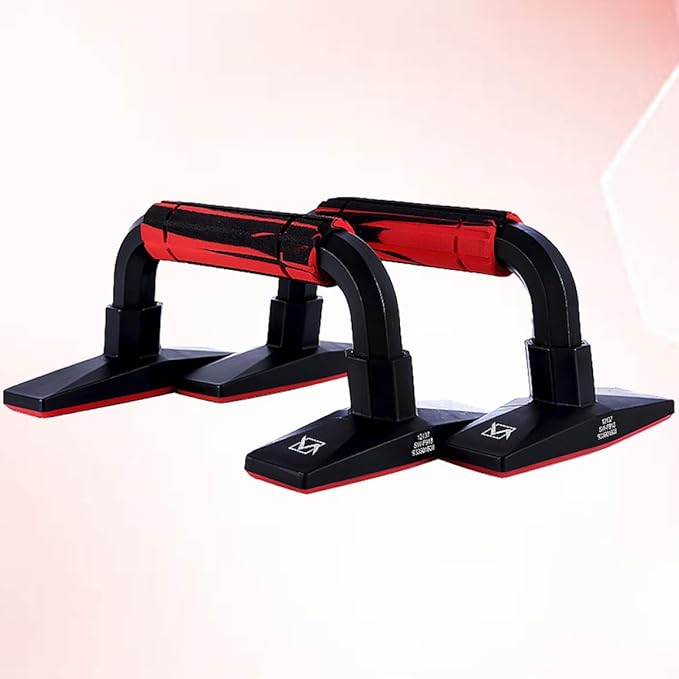 PRETYZOOM H-shape Push-up Stand Bars Set for Arm Strength Training, Red Black Push Ups Hand Grip Trainer Tool for Chest and Abdomen Muscle Workout at Home