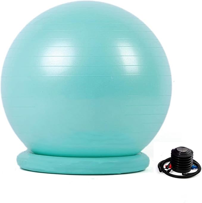 Yoga Ball Chair Office Ball Chair with Base & Pump, Stability Yoga Ball Seat for Back Pain Relief, Home Gym Exercise Ball Chair for Core Strength Training ( Color : Green , Size : Diameter 65cm ( 25 5