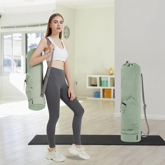 PUXING Yoga Mat Bag Yoga Mat Carrier Bag with Water Bottle Pocket and Bottom Wet Pocket Waterproof Yoga Mat Carry Bag Multi-Functional Storage Bag for Women Men