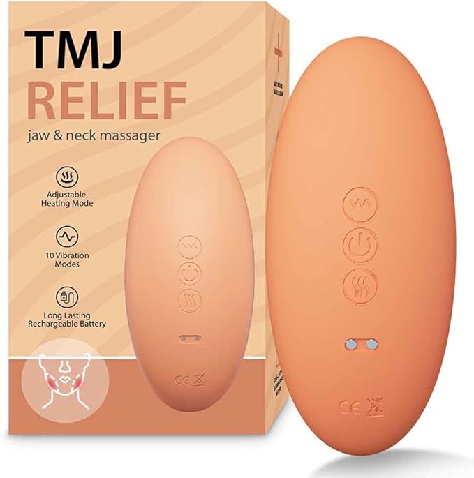 TMJ Relief Products Jaw Massager with Dual Motor Vibrating- Gentle Vibration for TMJ Massage Heating Tool for Pain Relief, Tension, Stiffness, and Headaches