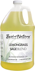 Best of Nature Lemongrass and Sage Massage Oil Blend - Non-Greasy Aromatherapy Massage Oil for Body, Skin & Face, Crafted with Pure Essential Oils, Half Gallon (64 fl oz)