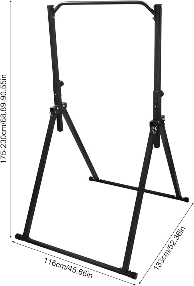 Horizontal Bar, 440.92lbs Load Triangular Pull Up Station Power Tower Workout Dip Station Multifunction Fitness Tower Station Training Equipment with Wrenches for Living Rooms Bedrooms Gyms