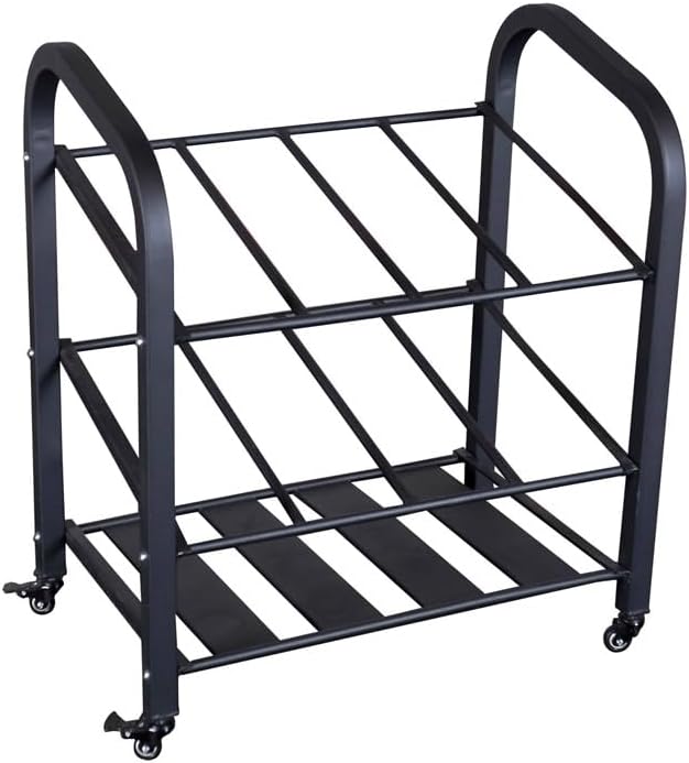 Body-Solid (GYR500 Foam Roller Storage Organizer and Yoga Mat Rack Holder with Lockable Wheels, Commercial and Home Gym Accessories Can Hold 12 Fitness Rollers and Mats