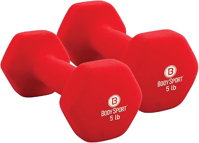 Body Sport Neoprene Dumbbell Weight - Latex-Free, Strength Training Equipment for Home Fitness & Gym Workouts