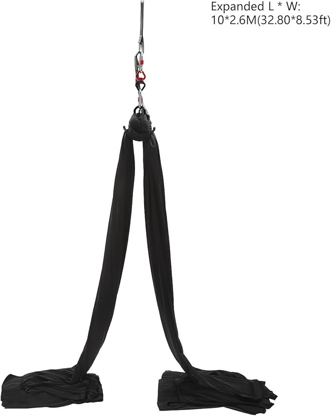 Aerial Yoga Practice Polyester Strap, Yoga Hammock Practice Kit（Black）