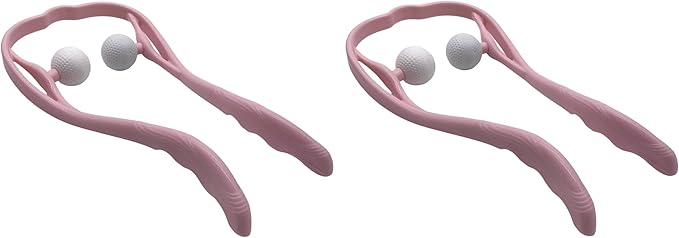 Mount Plus M1212 Shiatsu Neck Massager for Neck and Shoulder with Deep Tissue Trigger Point Manual Self Muscle Massage for Muscle Pain Relief (Simulates Massage Therapist Hands) (2 Pack Pink)