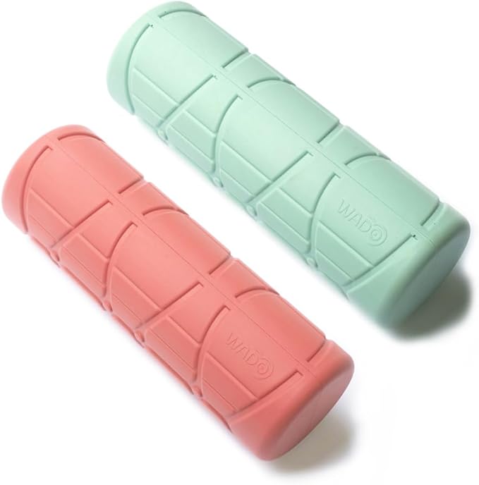 WADO Mini Round Foam Roller for Exercise and Recovery 12" x 4"- Ergonomic Pattern Angle Roller, Body Stretching, Solid PU, 3-Different Density Options (Medium (Alice Mint, 750g))