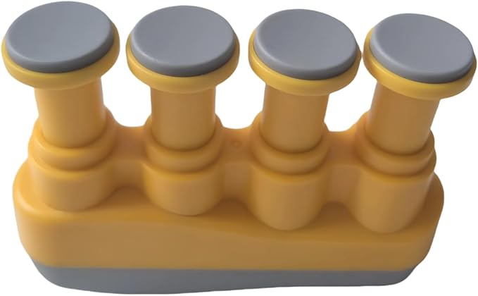 Finger Strengthener, Nalu Hand Grip Trainer Exerciser for Piano, Guitar, Bass, Ukulele Players, Plastic Material, Lightweight and Portable - Improve Finger Flexibility, Strength,1 Pack (Yellow+Gray)