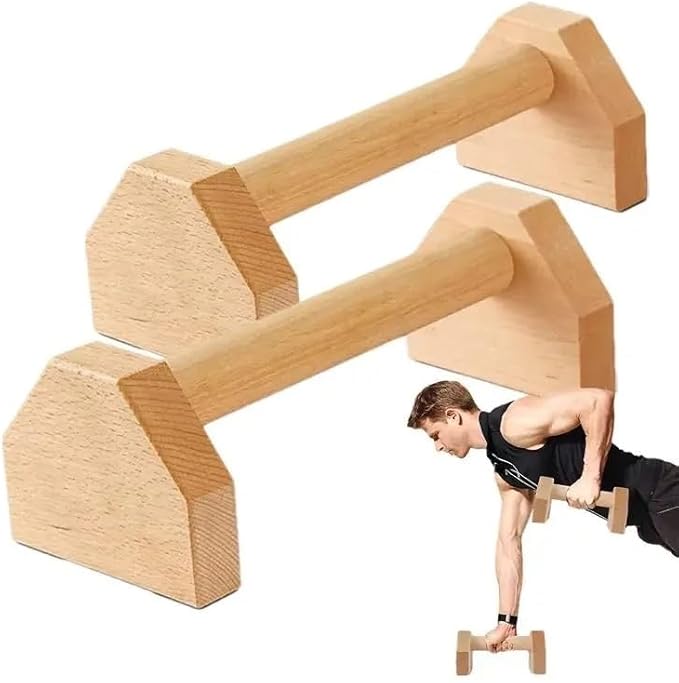 Strength Training Push-Up Stand 2pcs Anti-Slip Fitness Push Up Bar Workout Wooden Single and Double Bar for Equipment