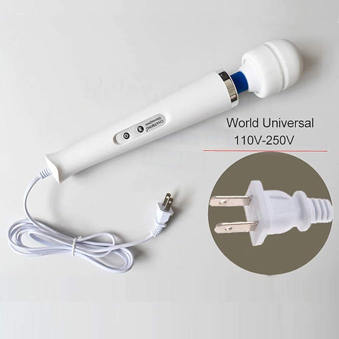CHARMING 10 Speeds Wired Powerful Handheld Back Massager with Strong Vibration, Personal Therapy Massager for Sports Recovery, Muscle Aches, Full Body Pain (White)