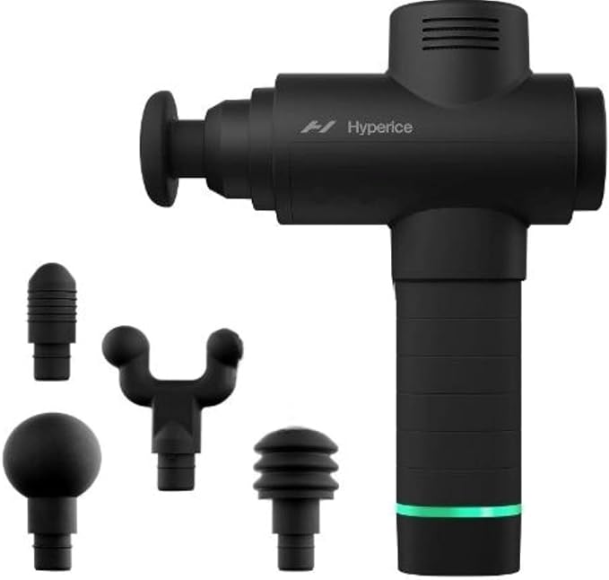 Hyperice Hypervolt 2 Black - Featuring Quiet Glide Technology - Handheld Percussion Massage Gun | 3 Speeds, 5 Interchangeable Heads | Helps Relieve Sore Muscles and Stiffness