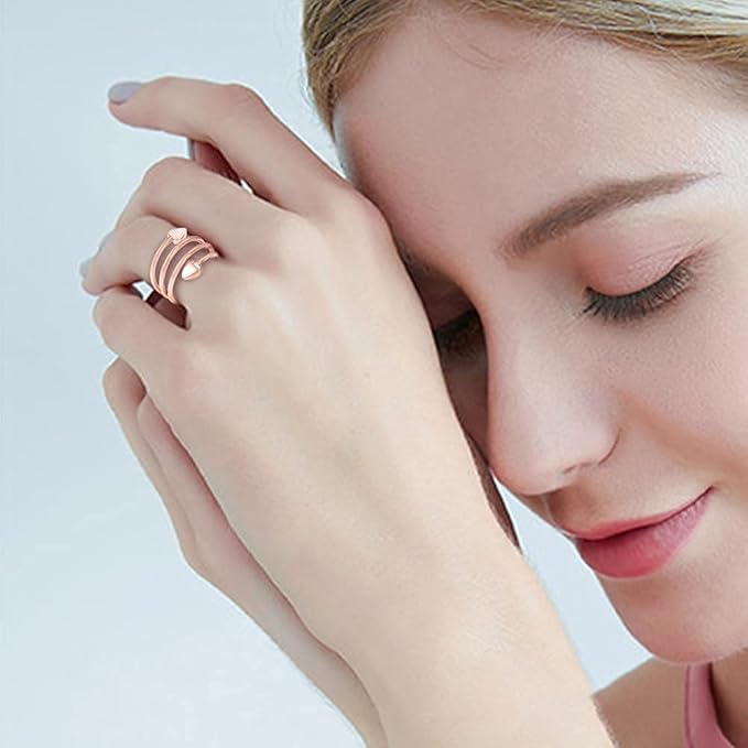 3PCS Heart Design Pure Copper Ring for Arthritis for Women, Magnetic Therapy Jewelry Rings for Arthritis, Carpal Tunnel, Fingers, Thumb (Gold, Rose Gold, Copper) (Length 2.3in)