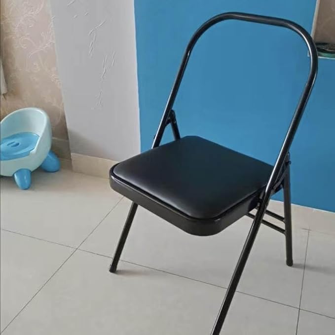 Iyengar Yoga Chair,Pilates Chair,Yoga Inversion Chair,Backless Yoga Chair Prop,Home Exercises Reinforced Design, Black-82cm×45cm
