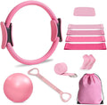 Yoga Starter Set - Home Pilates Essentials Kit with Ring, 10in Ball, and Resistance Bands for Women Workouts