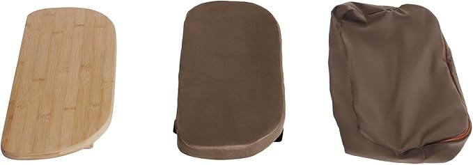 LOYALHEARTDY Meditation Bench - Bamboo Wood, Foldable Meditation Stool with Velvet Cushion Cover & Carrying Bag - Prayer Kneeler Chair for Yoga Or Sitting (Coffee)