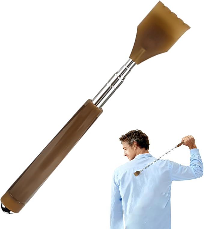 18.5 Inch Extendable Cow Horn Back Scratcher, Portable Natural Horn Telescopic Itch Relief Back Scratcher for Man,Woman and Adults, as a Gift for Parents, Friends and Loved Ones (G-Brown)