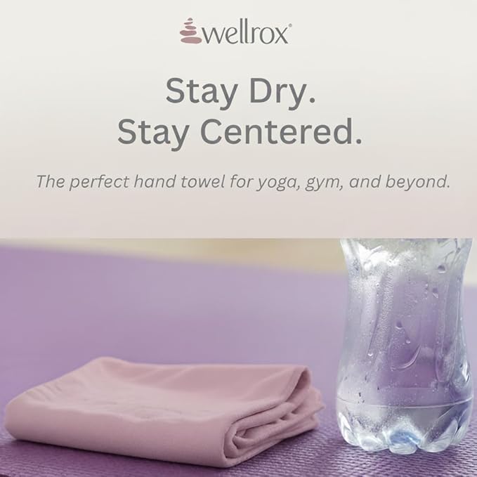 Wellrox Microfiber Hand Towel- Absorbent Sweat Towels for Women- Yoga Mat Towel for Pilates, Hot Yoga, Gym Workouts (2 Pack, Lavender)