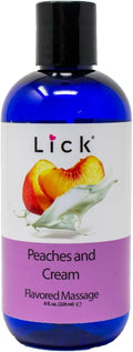 Lick Peaches and Cream Flavored Massage Oil – Sweet Dessert-Inspired Edible Massage Oil with Vitamin E, Smooth Body-Safe Glide for Couples Massage Nights, 8 oz