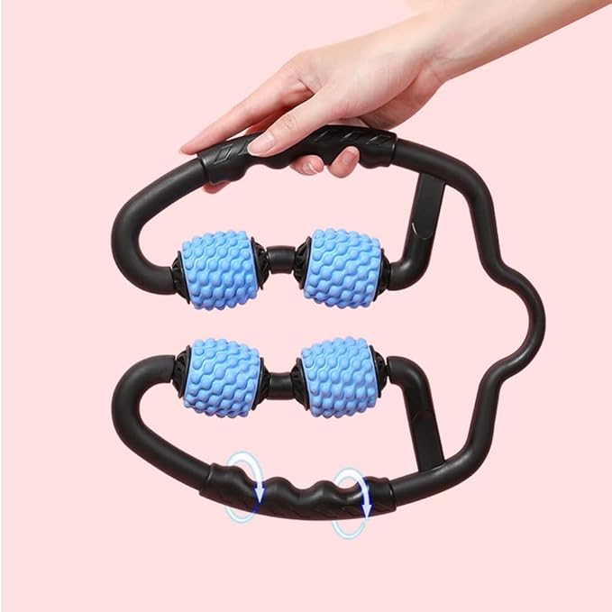 4 Wheels Foam Roller Muscle Massager for Leg Neck Hand Arm,Trigger Point Muscle Relax Massager Indoor Sports Yoga Bodybuilding Equipment (Blue)