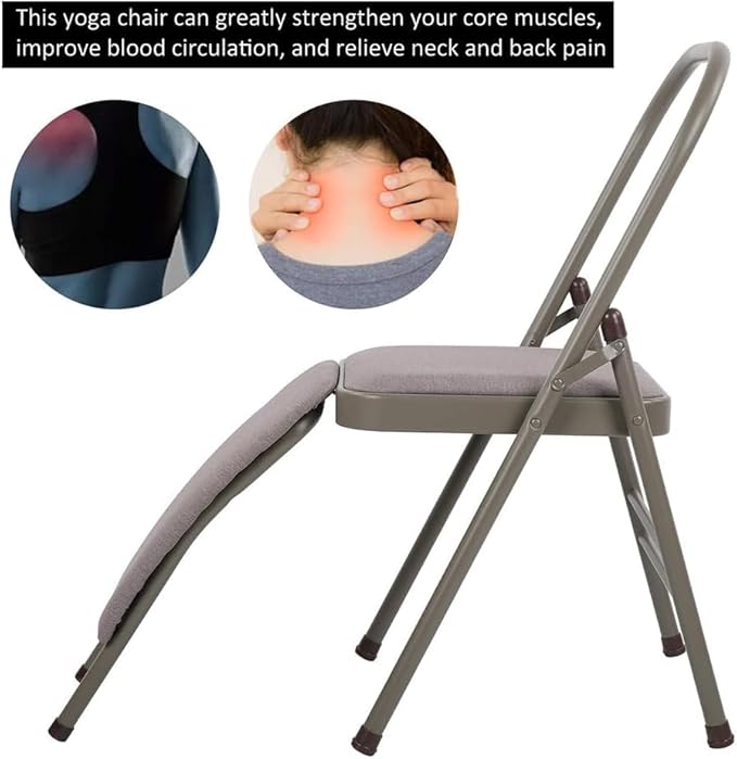 Yoga Chair with Lumbar Support, Multifunctional Yoga Stool with Removable, Yoga Auxiliary Chair with Lumbar Support, Yoga Pilates Chair, Yoga Inversion Chair