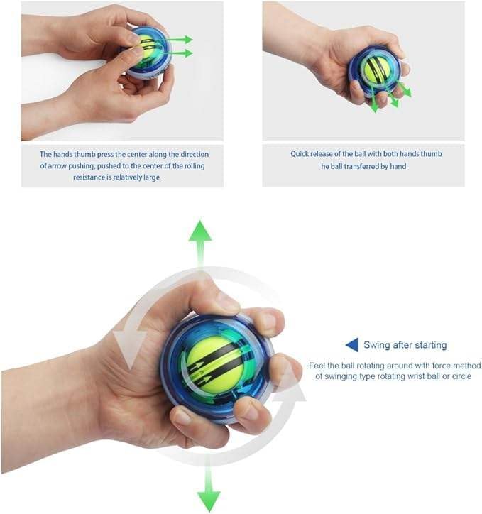 2026 Gyroscopic Wrist Ball Exerciser with LED Lights, Auto-Start Hand Grip Strength Trainer,Adjustable Resistance Forearm Exerciser for Therapy Fitness